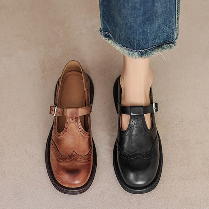 Renée | T-Strap Mary Jane Brogue Block Heel Shoes for Women 5