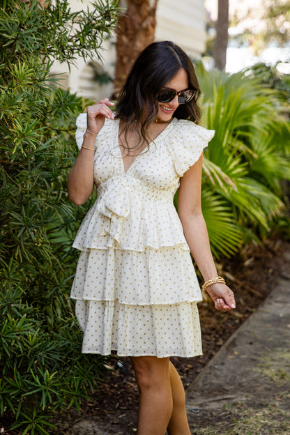Day Well Spent Polka Dot Cream Mini Dress