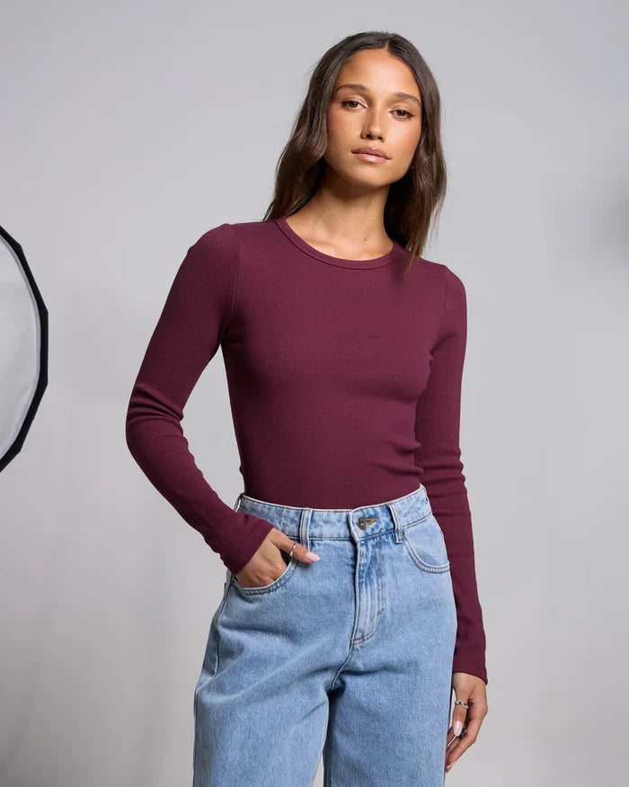 SILENT THEORY - RIB L/S TEE - Cherry