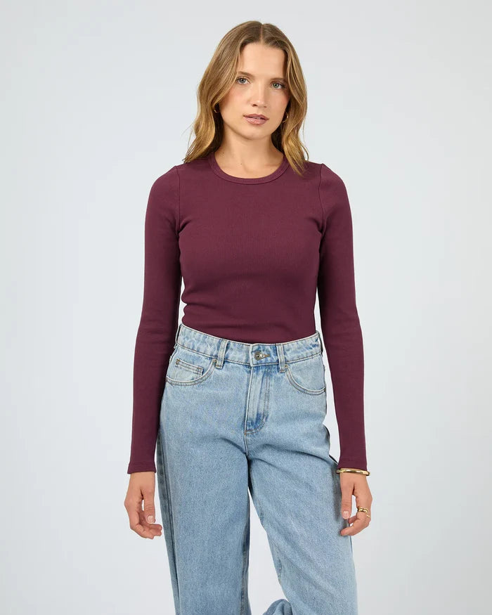 SILENT THEORY - RIB L/S TEE - Cherry