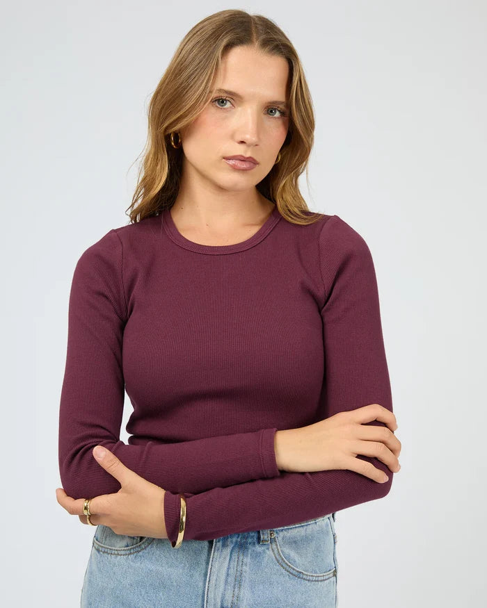 SILENT THEORY - RIB L/S TEE - Cherry