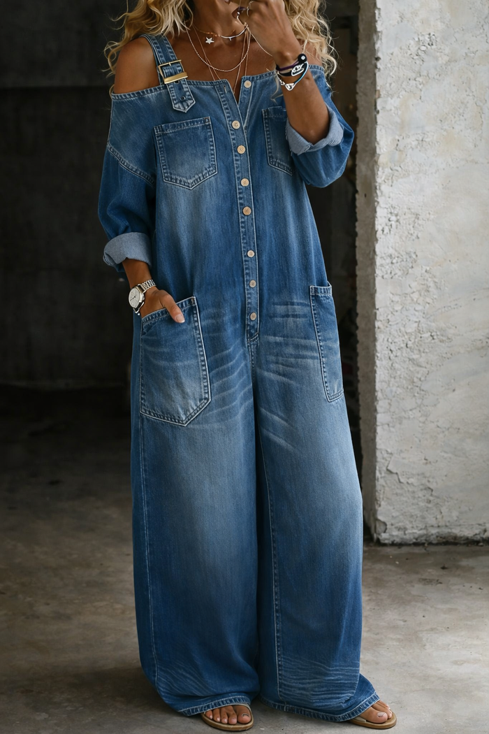 Sophia | Off Shoulder Denim Jumpsuit 3