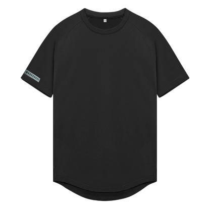 Black t-shirt on a white background