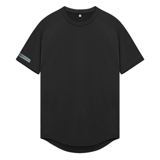 Black t-shirt on a white background
