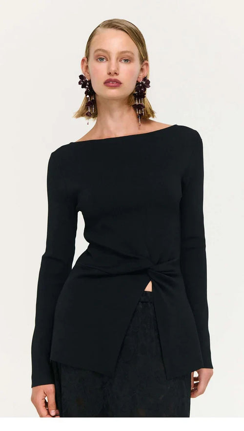 STAPLE THE LABEL - MIYA TWIST KNIT TOP - Black