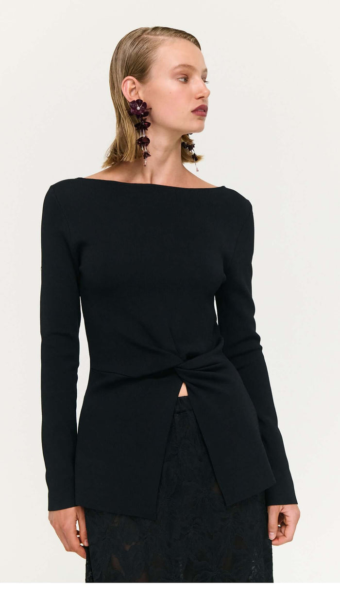 STAPLE THE LABEL - MIYA TWIST KNIT TOP - Black
