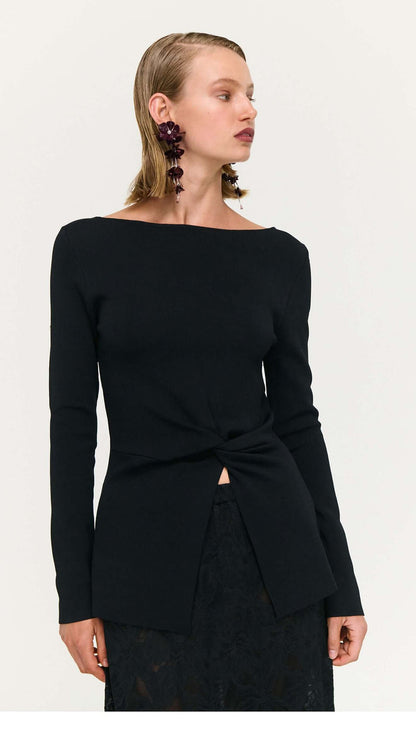 STAPLE THE LABEL - MIYA TWIST KNIT TOP - Black