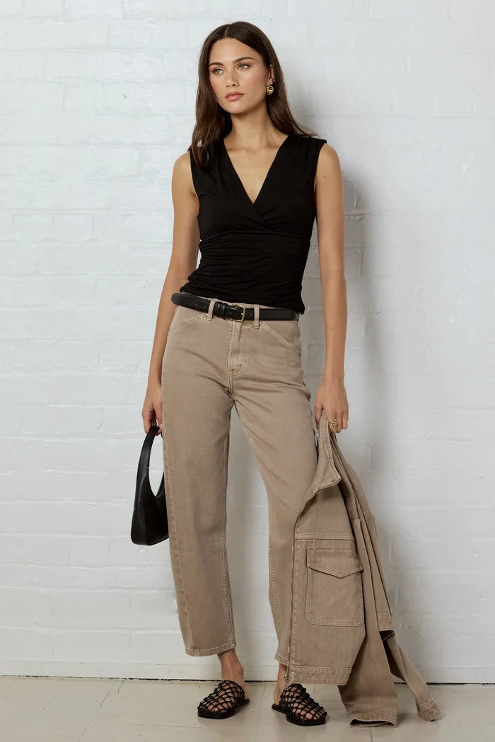 STORIES BE TOLD - IDOLISE BARREL JEAN - Taupe