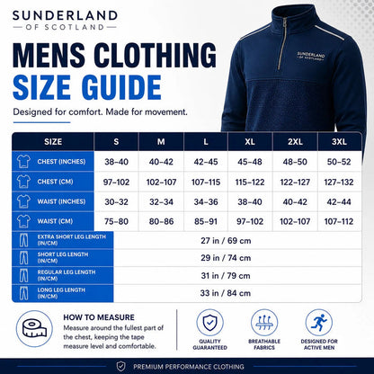Sunderland Mens Clothing Size Guide