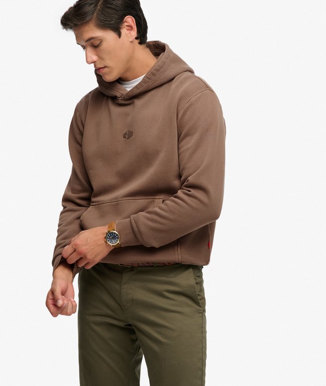 SUPERDRY - MICRO LOGO HOOD - Shitake Brown