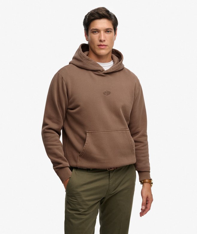 SUPERDRY - MICRO LOGO HOOD - Shitake Brown