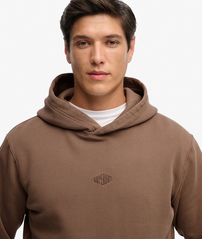 SUPERDRY - MICRO LOGO HOOD - Shitake Brown