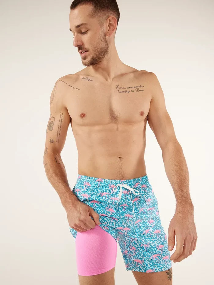 The Domingos Are For Flamingos 7" (Lined Classic Swim Trunk) - Image 5 - Chubbies Shorts