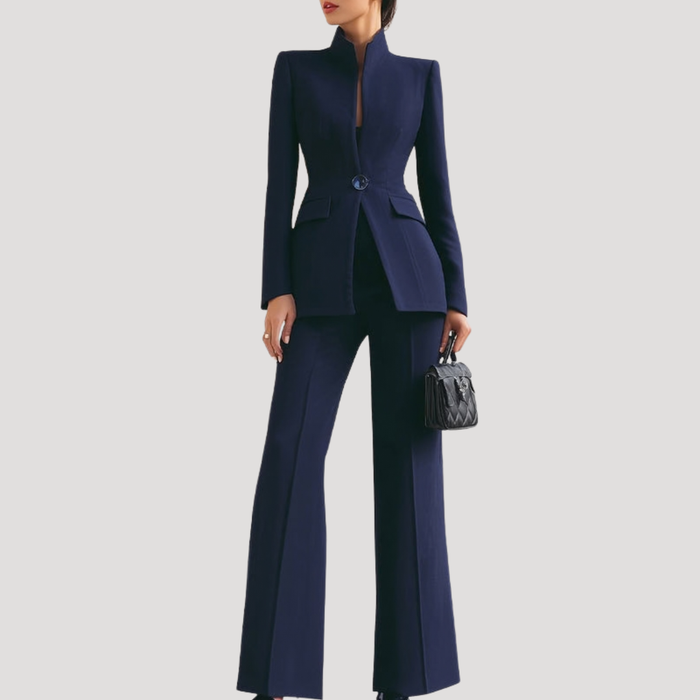 Women’s Elegant Blazer Trouser Suit Two-Piece Set 0