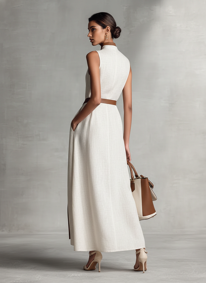 Maxi Dress Sleeveless with V-Neck and Tie Waist for Women 4