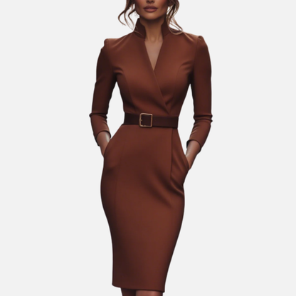 Women’s Belted Wrap Midi Dress