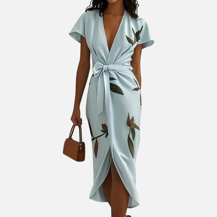 Women's Boho Summer Wrap Dress Belted