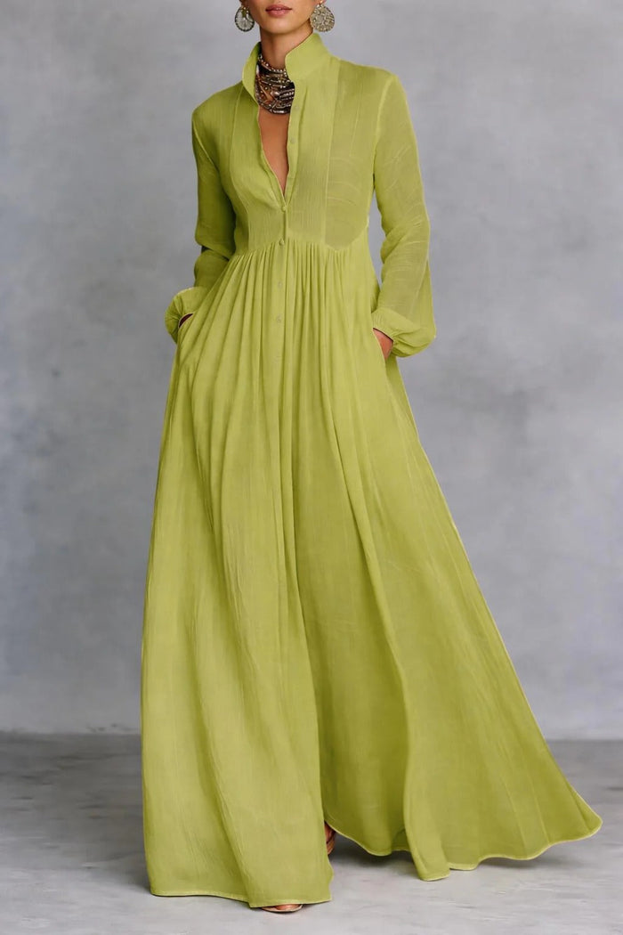 Celine | Flowing Button-Front Maxi Dress 0