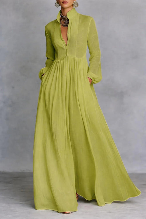 Celine | Flowing Button-Front Maxi Dress 0