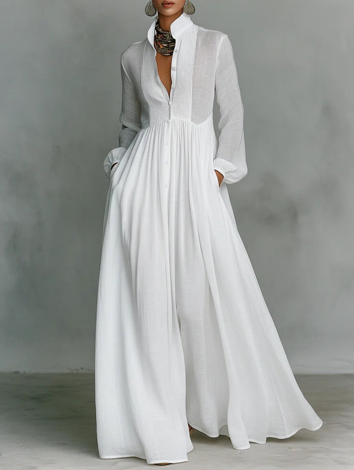 Celine | Flowing Button-Front Maxi Dress 0