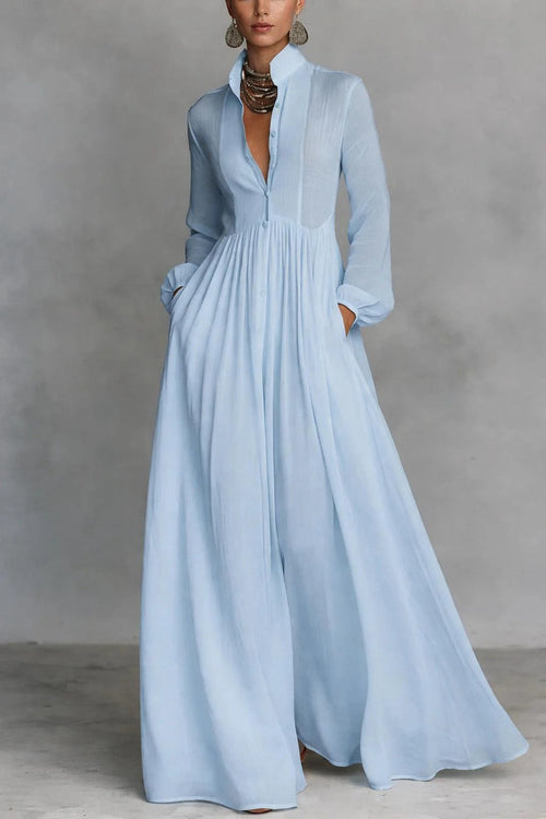 Celine | Flowing Button-Front Maxi Dress 0