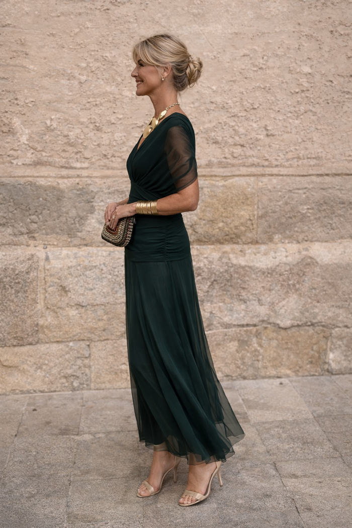 Chiffon Maxi Dress with V-Neck for Women 1