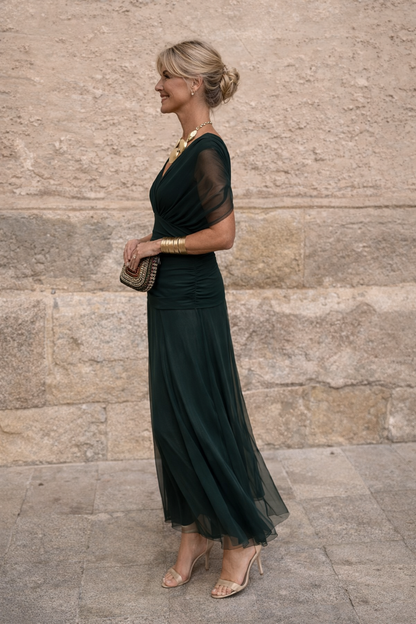 Chiffon Maxi Dress with V-Neck for Women 1