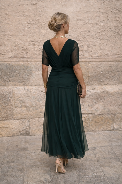 Chiffon Maxi Dress with V-Neck for Women 2