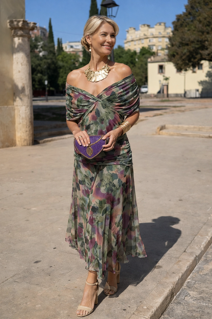 Chiffon Maxi Dress with V-Neck for Women 3