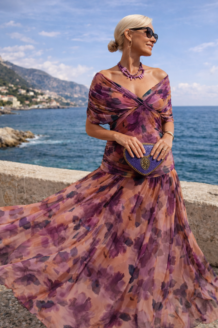 Chiffon Maxi Dress with V-Neck for Women 7