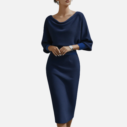 Women's Cowl Neck Midi Dress