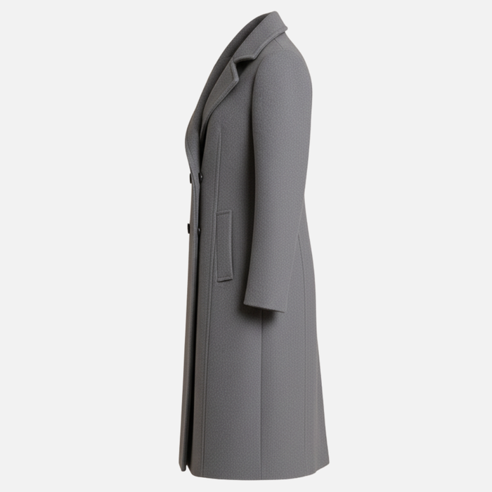 Women’s Double-Breasted Wool Coat – Elegant Long Overcoat