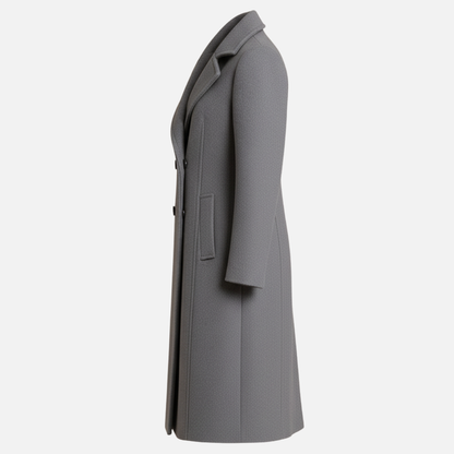 Women’s Double-Breasted Wool Coat – Elegant Long Overcoat