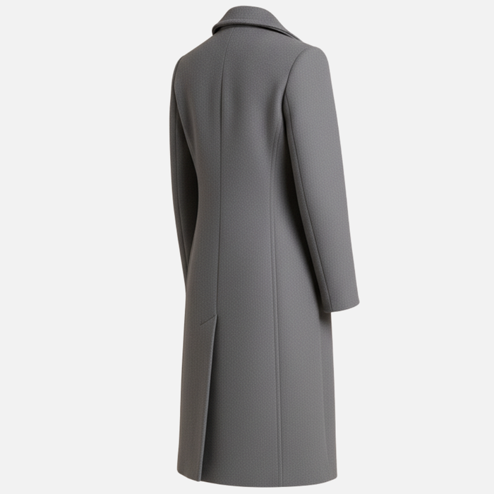 Women’s Double-Breasted Wool Coat – Elegant Long Overcoat