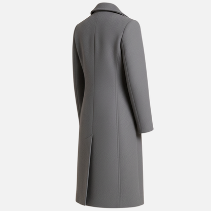 Women’s Double-Breasted Wool Coat – Elegant Long Overcoat