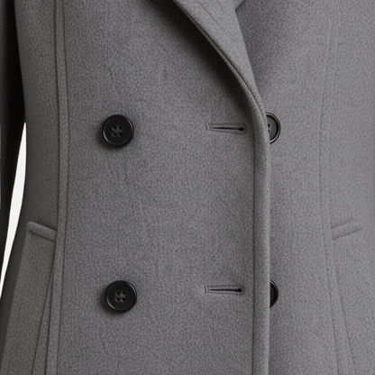 Women’s Double-Breasted Wool Coat – Elegant Long Overcoat