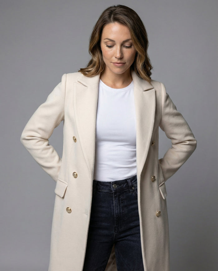 Helena | Women's Double Breasted Wool Coat Longline 3
