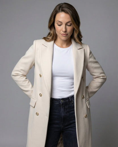 Helena | Women's Double Breasted Wool Coat Longline 3