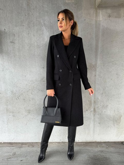 Helena | Women's Double Breasted Wool Coat Longline 7