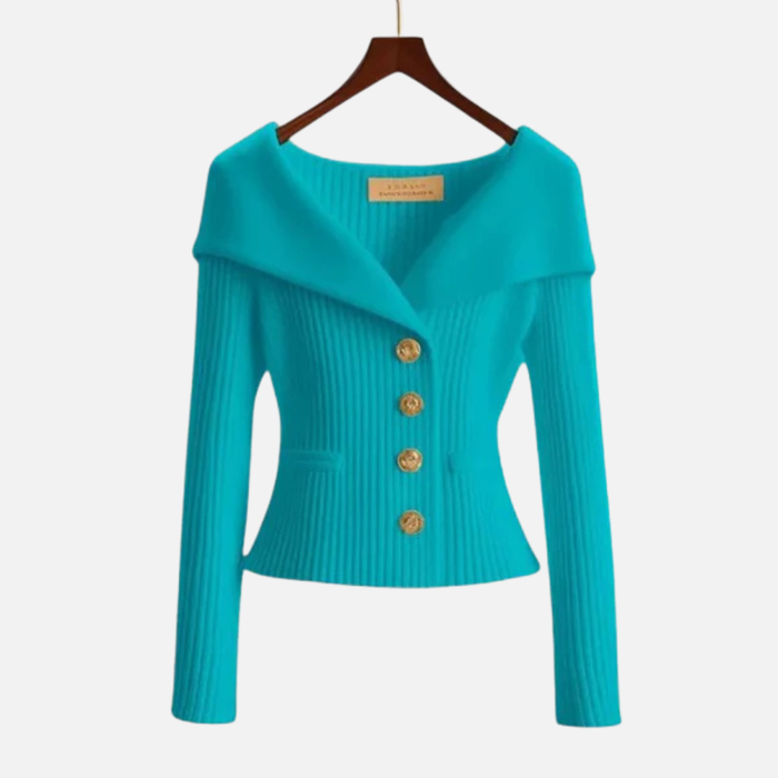 Women's Elegant Ribbed Off-Shoulder Cardigan