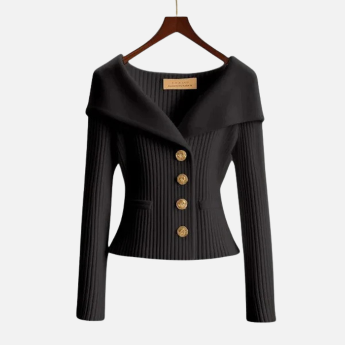 Women's Elegant Ribbed Off-Shoulder Cardigan