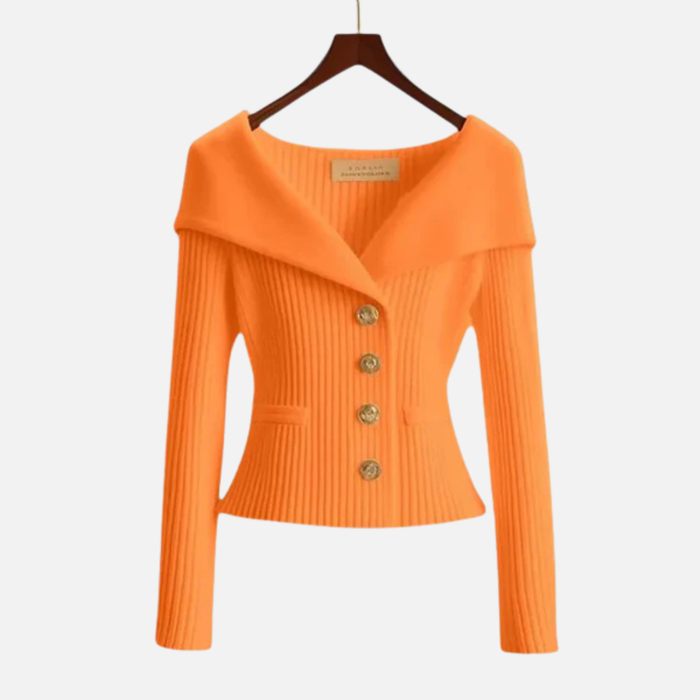 Women's Elegant Ribbed Off-Shoulder Cardigan