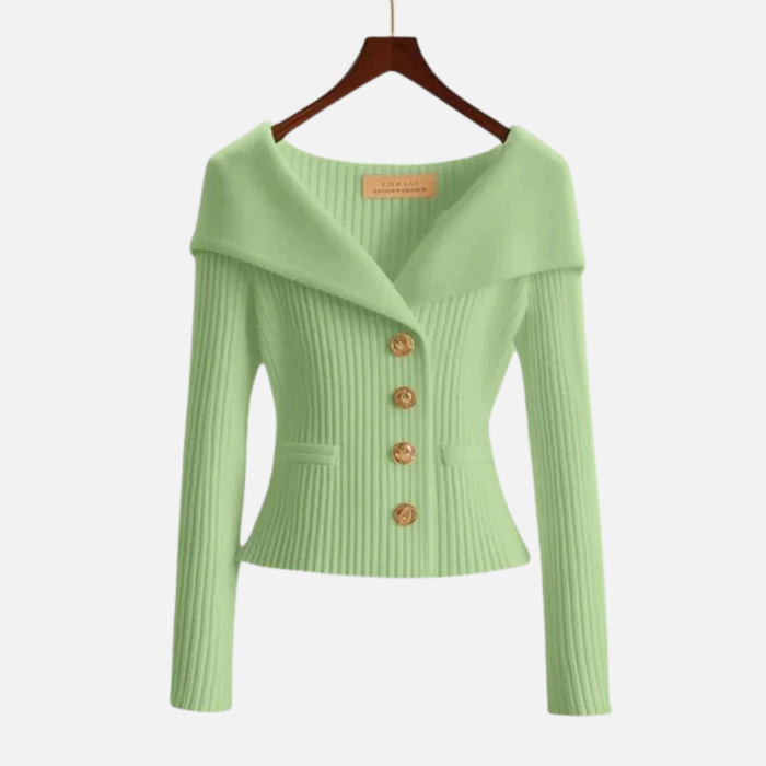 Women's Elegant Ribbed Off-Shoulder Cardigan