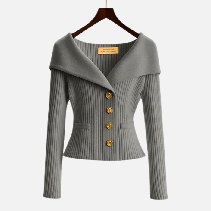 Women's Elegant Ribbed Off-Shoulder Cardigan