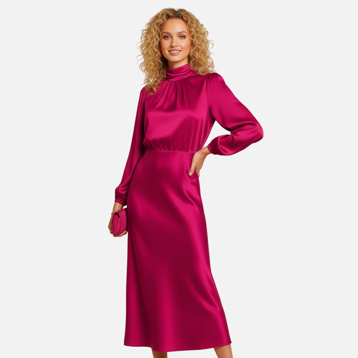 Women’s Elegant Satin Midi Dress