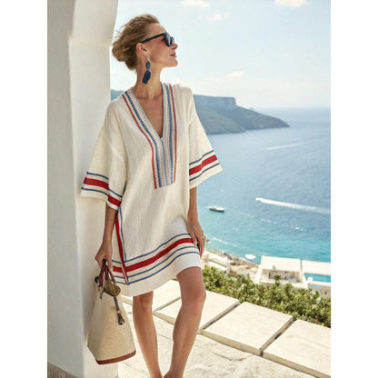 Women's Embroidered Bohemian Caftan Dress - Elegant and Flowing Summer Dress 2