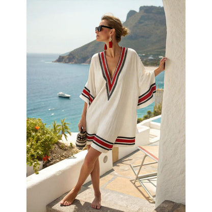 Women's Embroidered Bohemian Caftan Dress - Elegant and Flowing Summer Dress 4