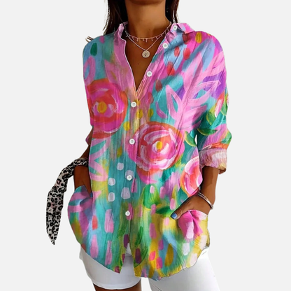 Women's Floral Button-Down Blouse