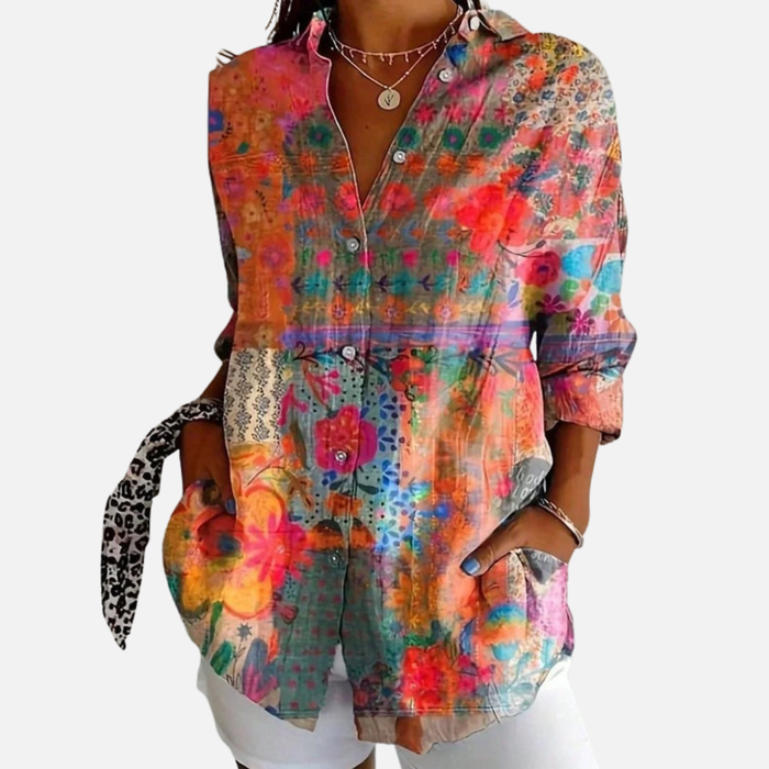 Women's Floral Button-Down Blouse