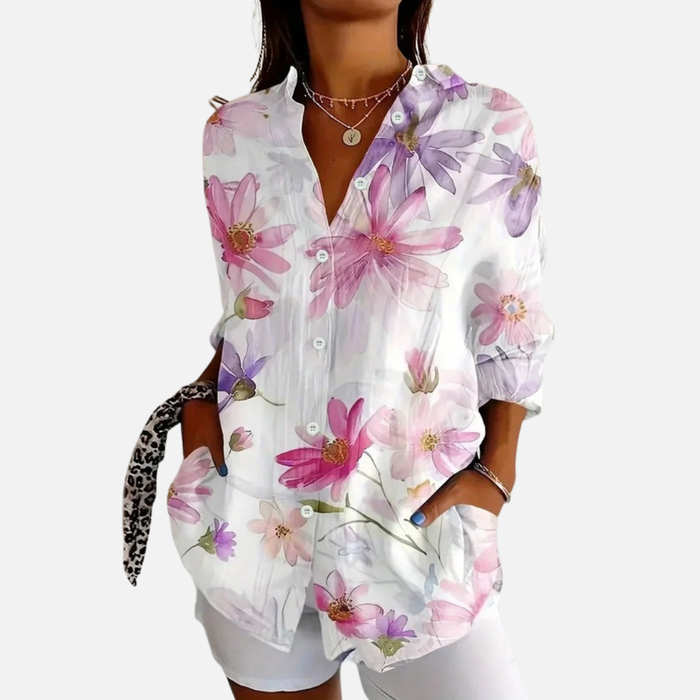 Women's Floral Button-Down Blouse